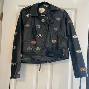 BNWT Nicole Miller Evil Eye Leather Jacket